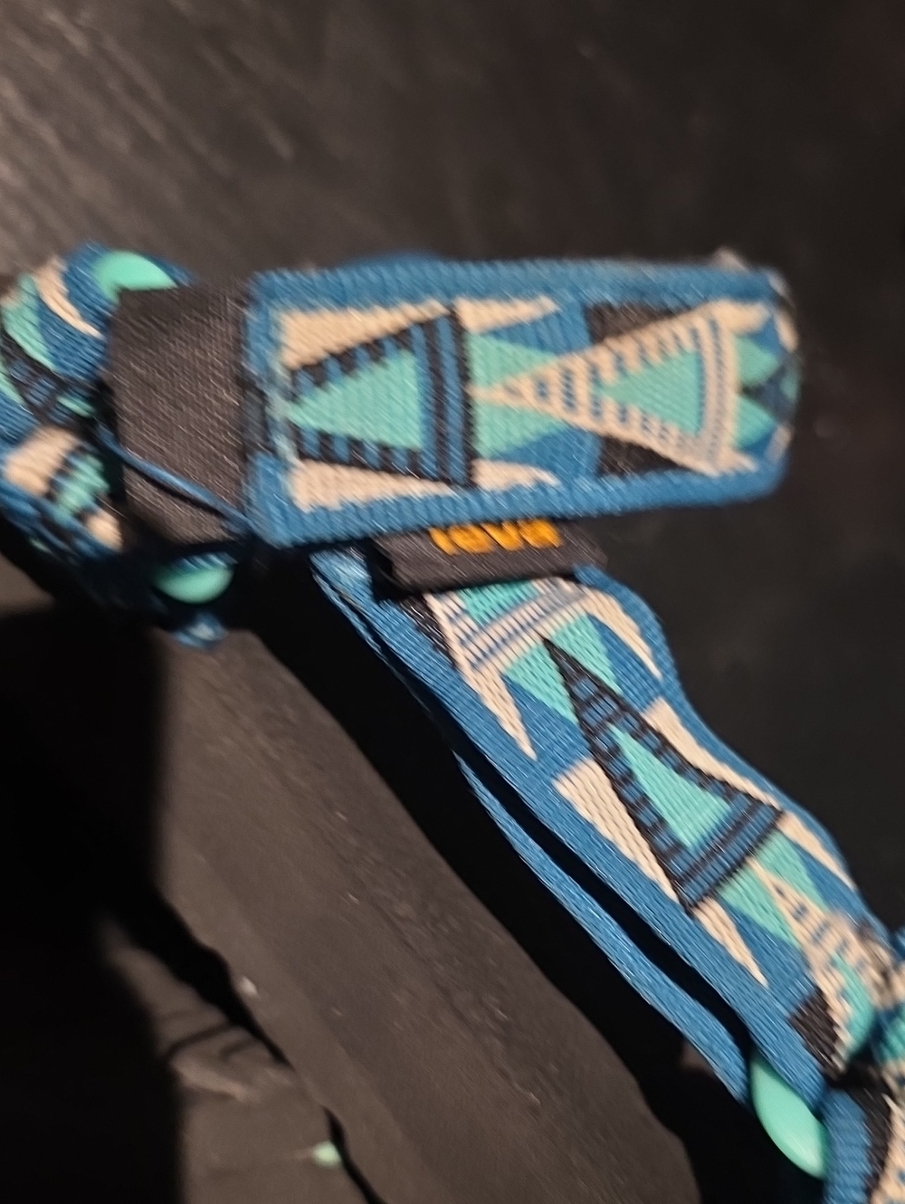 Blue Patterned Adjustable Strap Sandals - Picture 4 of 8
